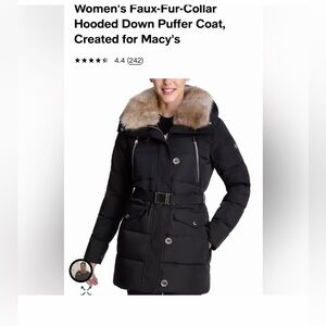 Michael Kors faux fur collar hooded down puffer coat